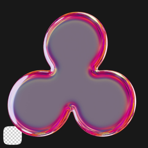 Metallic y2k shape 3d rendering on transparent background