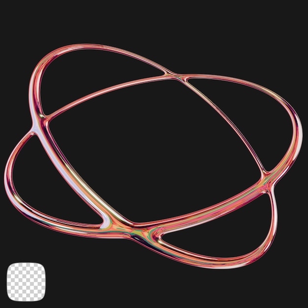 Metallic y2k shape 3d rendering on transparent background