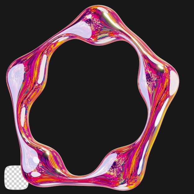 Metallic y2k vorm 3D rendering op transparante achtergrond