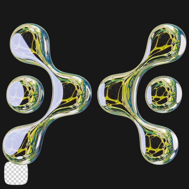 Metallic y2k vorm 3D rendering op transparante achtergrond