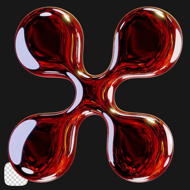 Metallic y2k vorm 3D rendering op transparante achtergrond