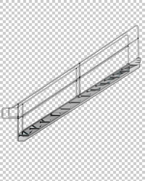 PSD metalowe schody izolowane na przezroczystym tle ilustracja renderowania 3d