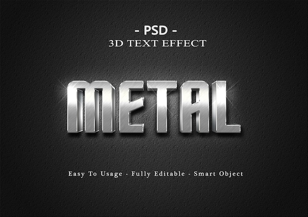 Metalowy efekt tekstowy 3d