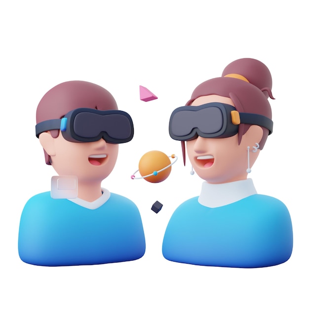 PSD metaverse friend 3d icon for metaverse