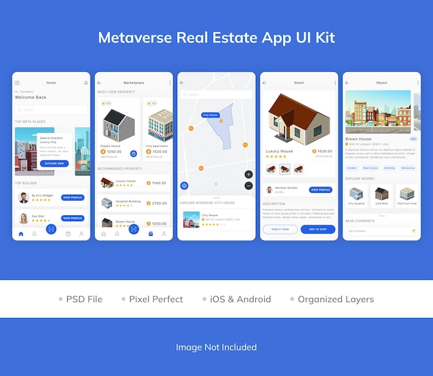 Kit dell'interfaccia utente dell'app immobiliare metaverse