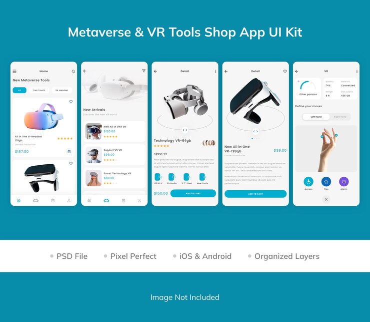 PSD metaverse amp vr tools shop app ui kit