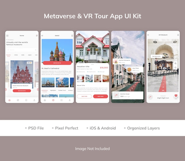 PSD metaverse and vr tour app ui kit