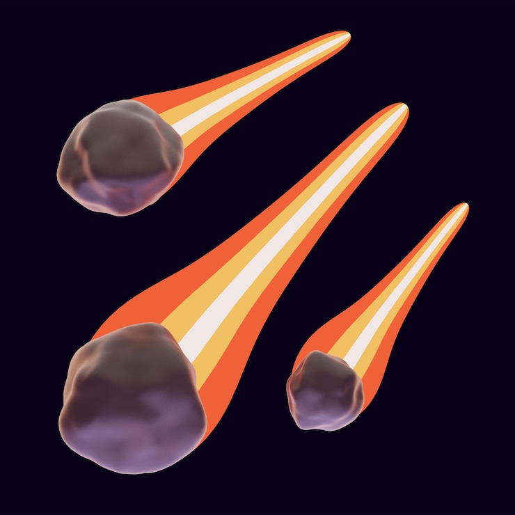 PSD meteors 3d planetary and astronomy illustration