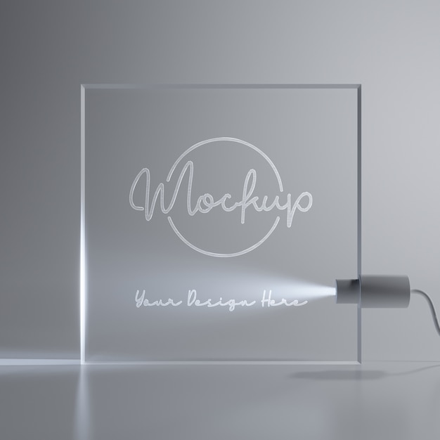 Methacrylate transparent plate logo mock-up
