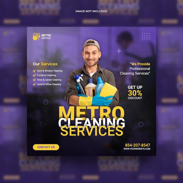 PSD metro cleaning service social media banner design template