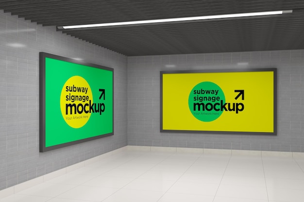 Metro horizontaal bewegwijzering Mockup Billboard Mock up