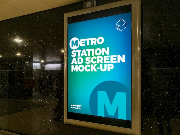 Metro station advertising screen