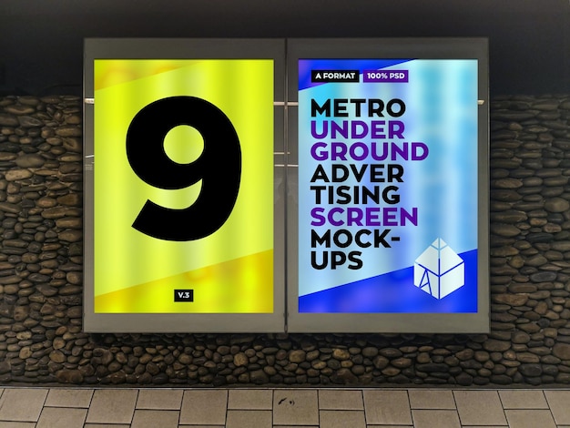 Metro underground reclame billboard mockup