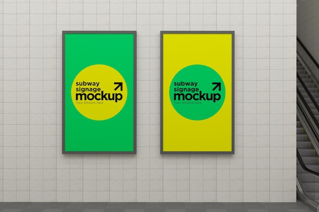 Metro verticale bewegwijzering Mockup Billboard Mock up