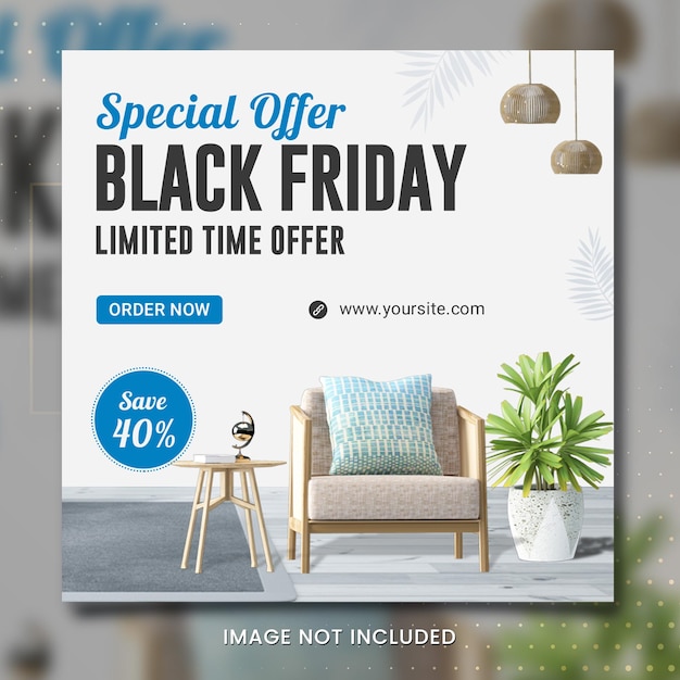 PSD meubelsbank black friday grote verkoop social media banner