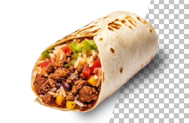 PSD mexicaans eten burrito met transparante achtergrond