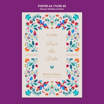 Mexicaanse bruiloft uitnodiging poster sjabloon