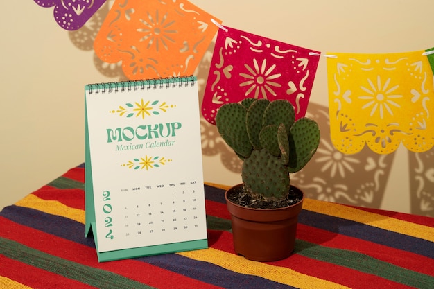 PSD mexican calendar mockup for 2024