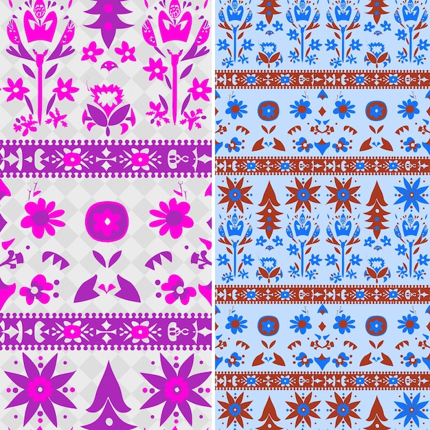 mexican embroidery patterns with colorful floral and animal creative abstract geometric vector