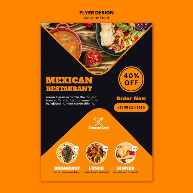 Mexican food flyer template