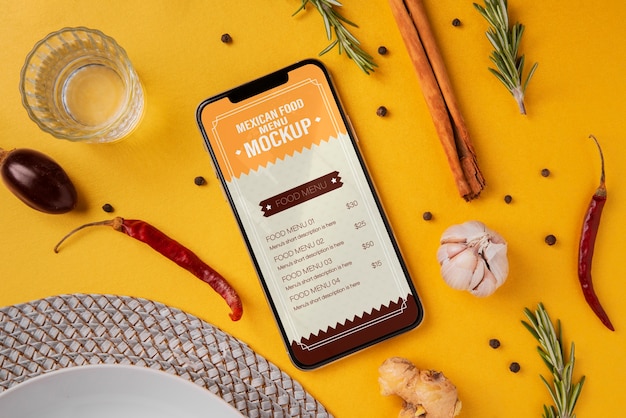 PSD mexican food menu mockup