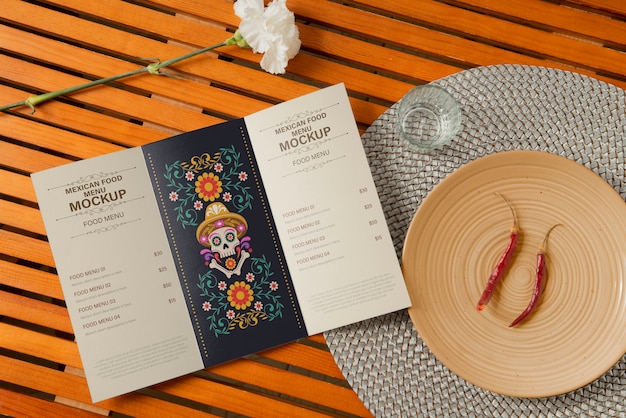 Mockup di menu di cibo messicano