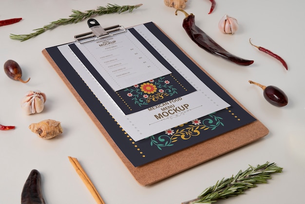 Mockup di menu di cibo messicano