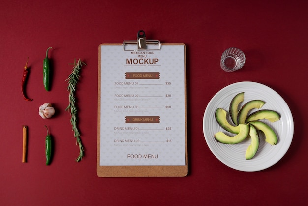 Mockup di menu di cibo messicano