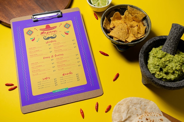 PSD mexican food restaurant menu mock-up design