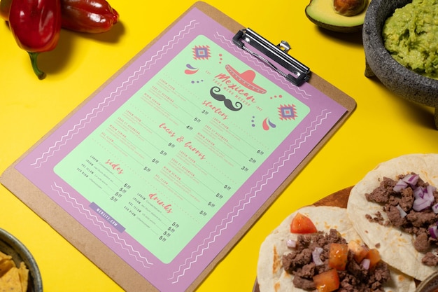 PSD mexican food restaurant menu mock-up design