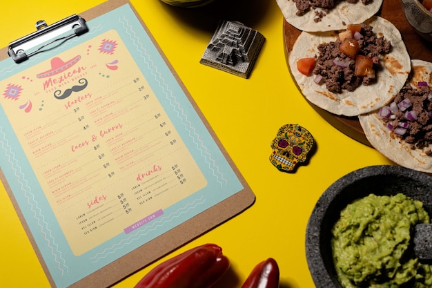 PSD mexican food restaurant menu mock-up design