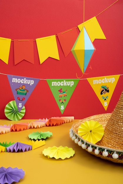 PSD mexican garland mockup design