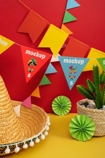 PSD mexican garland mockup design