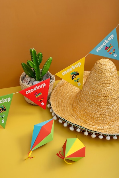 PSD mexican garland mockup design