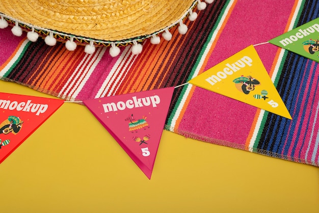 PSD mexican garland mockup design