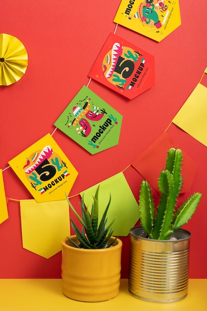 PSD mexican garland mockup design