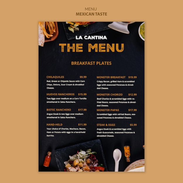 Mexican restaurant menu template design