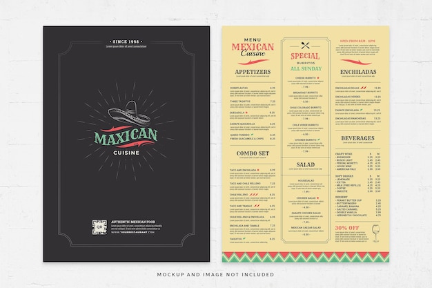 Mexican restaurant menu template in psd