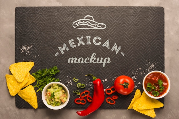 Mexican restaurant placemat mockup with ingredients