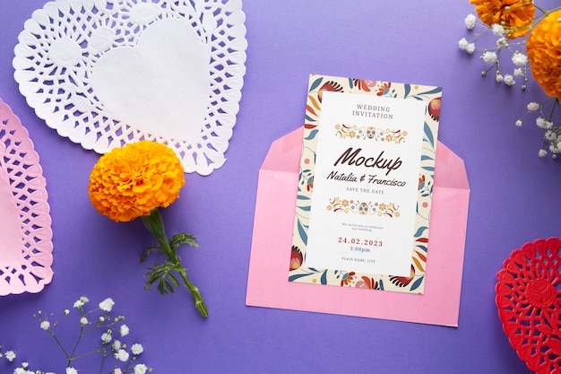 PSD mexican wedding invitation mockup