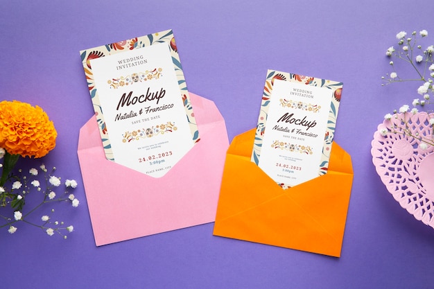 PSD mexican wedding invitation mockup