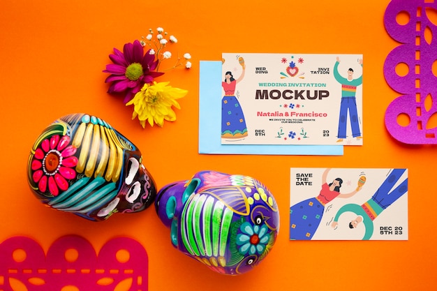 Mexican wedding invitation mockup