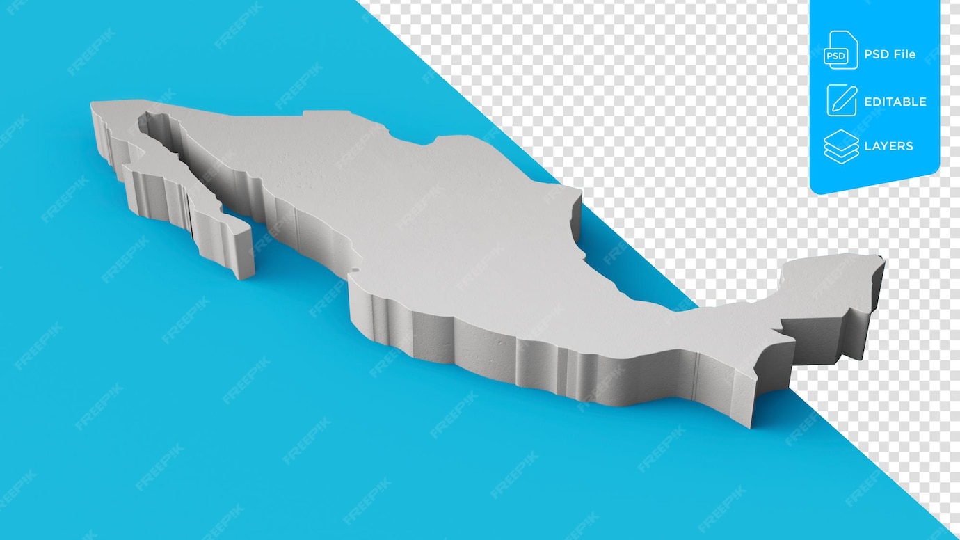 Premium PSD  Mexico 3d map geography cartography and topology 3d 