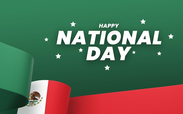 PSD mexico flag design national independence day banner editable text and background