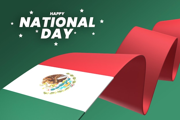 PSD mexico flag design national independence day banner editable text and background