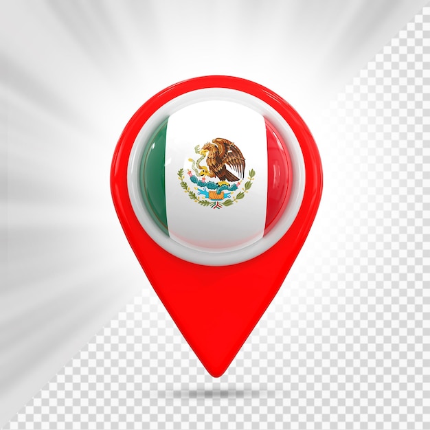 PSD mexico flag pin map 3d