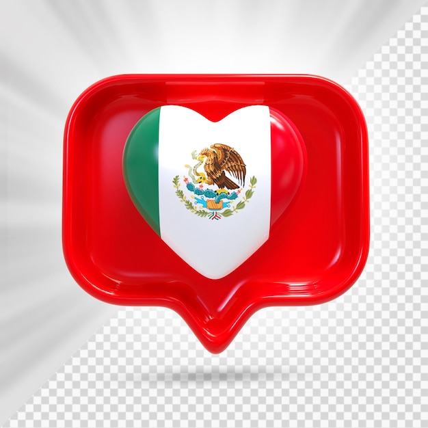 PSD mexico heart flag 3d