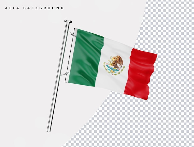 Mexico high quality flag in realistic 3d render