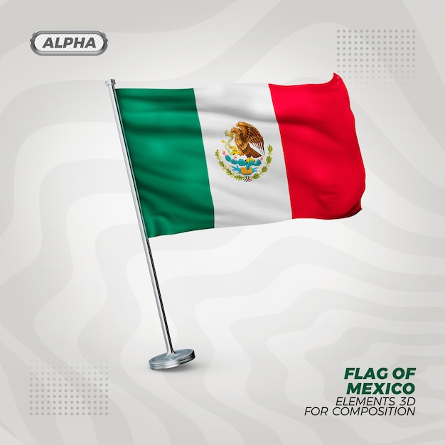 Mexico realistic 3d textured flag