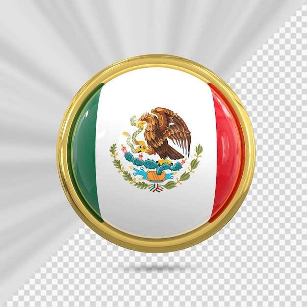 Mexico vlagpictogram met goud 3d render